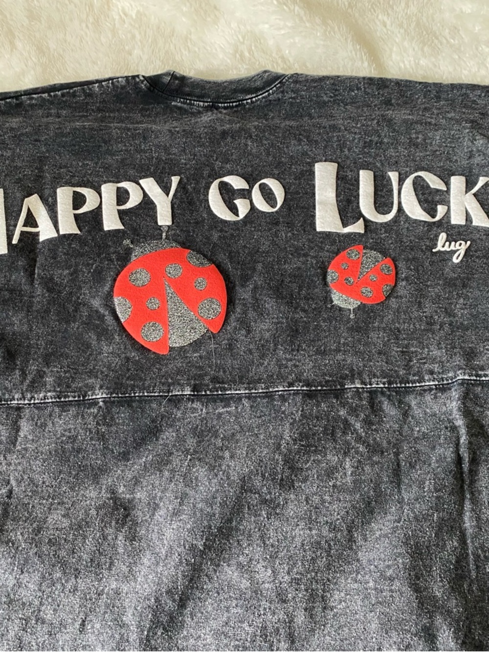 lug Black Washed Long Sleeve Tee - Happy Go Lucky